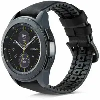 Spacecase Horlogeband 20Mm Zwart Leer Voor Apple Watch 2 3 4 5 6 Se