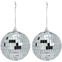 Inge-glas Inge Christmas Decor Disco kerstbal - 2x - zilver - D9 cm - glas/foam - discobal/discobol - kerstversiering