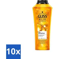 Schwarzkopf 10 x Gliss-Kur - Shampoo - Oil Nutritive - Voedende Shampoo - Voor Stroef & Gespannen Haar - 400 ml - Stroef Haar - Gespannen Haar - Voedend Shampoo - Hydraterend Shampoo - Abrikozenpitolie