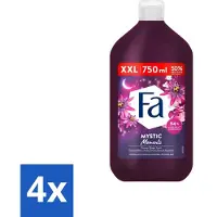 Fa 4 x - Mystic Moments - Bad- & Douchegel - Passiebloem - 750 ml - Badgel - Douchegel - Passiebloem - Sheaboter - Verzorging