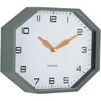 Karlsson wandklok modern factory octagon jungle green & ochre yellow