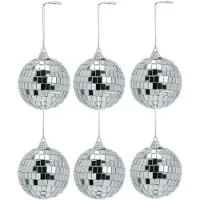 Inge-glas Inge Christmas Decor Disco kerstbal - 6x - zilver - D7 cm - glas/foam - discobal/discobol - kerstversiering