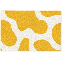 MuchoWow Deurmat 60x40 cm - Droogloopmat Vlekken patroon - Wit - Geel - Minimalistisch - Mat voor binnen - Schoonloopmat - Deurmatten met print - Inloopmat