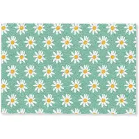 MuchoWow Deurmat 60x40 cm - Droogloopmat Madeliefjes - Patroon - Groen - Bloemen - Mat voor binnen - Schoonloopmat - Deurmatten met print - Inloopmat
