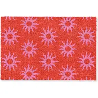MuchoWow Deurmat 90x60 cm - Droogloopmat Zonnen - Rood - Roze - Patroon - Zomer - Mat voor binnen - Schoonloopmat - Deurmatten met print - Inloopmat