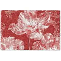 MuchoWow Deurmat 90x60 cm - Droogloopmat Bloemen - Patroon - Rood - Wit - Mat voor binnen - Schoonloopmat - Deurmatten met print - Inloopmat