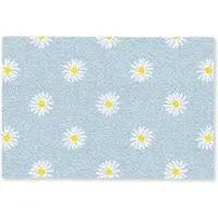 MuchoWow Deurmat 90x60 cm - Droogloopmat Madeliefjes - Pastel - Wit - Blauw - Bloemen - Mat voor binnen - Schoonloopmat - Deurmatten met print - Inloopmat