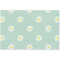 MuchoWow Deurmat 90x60 cm - Droogloopmat Madeliefjes - Pastel - Wit - Groen - Bloemen patroon - Mat voor binnen - Schoonloopmat - Deurmatten met print - Inloopmat