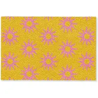 MuchoWow Deurmat 90x60 cm - Droogloopmat Zonnen - Roze - Geel - Zomer - Mat voor binnen - Schoonloopmat - Deurmatten met print - Inloopmat