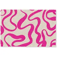 MuchoWow Deurmat 90x60 cm - Droogloopmat Lijnen - Roze - Beige - Abstract - Minimalistisch - Mat voor binnen - Schoonloopmat - Deurmatten met print - Inloopmat