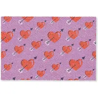 MuchoWow Deurmat 60x40 cm - Droogloopmat Hartjes - Rood - Paars - Print - Liefde - Mat voor binnen - Schoonloopmat - Deurmatten met print - Inloopmat