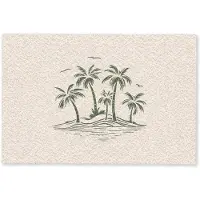 MuchoWow Deurmat 90x60 cm - Droogloopmat Palmbomen - Strand - Beige - Groen - Tropisch - Mat voor binnen - Schoonloopmat - Deurmatten met print - Inloopmat