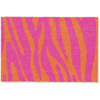 MuchoWow Deurmat 90x60 cm - Droogloopmat Zebraprint - Roze - Oranje - Dierenprint - Mat voor binnen - Schoonloopmat - Deurmatten met print - Inloopmat