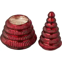 J-Line geurkaars Boom Geribbeld - Christmas Berries - glas - kerstrood - large