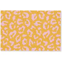 MuchoWow Deurmat 90x60 cm - Droogloopmat Panterprint - Oranje - Roze - Dierenprint - Mat voor binnen - Schoonloopmat - Deurmatten met print - Inloopmat