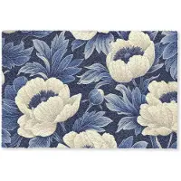 MuchoWow Deurmat 90x60 cm - Droogloopmat Bloemen - Patroon - Blauw - Wit - Mat voor binnen - Schoonloopmat - Deurmatten met print - Inloopmat