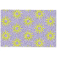 MuchoWow Deurmat 60x40 cm - Droogloopmat Zonnen patroon - Geel - Paars - Zomer - Mat voor binnen - Schoonloopmat - Deurmatten met print - Inloopmat