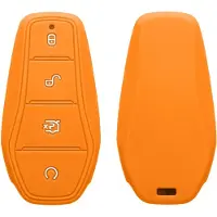 Kwmobile autosleutel hoesje geschikt voor BYD Atto 3 / Sealion / Han / Tang / Dolphin/Seal hoes - TPU autosleutel behuizing - Beschermende auto sleutel case - Sleuteletui in fruitig oranje