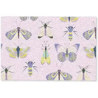 MuchoWow Deurmat 90x60 cm - Droogloopmat Insecten - Vlinders - Patroon - Roze - Kleurrijk - Mat voor binnen - Schoonloopmat - Deurmatten met print - Inloopmat