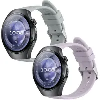 Kwmobile 2x horlogebandjes geschikt voor Huawei Watch 5 42mm bandje - Smartwatch bandjes van TPU - Activity tracker horloge band in lavendel / lichtblauw