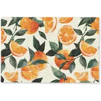 MuchoWow Deurmat 60x40 cm - Droogloopmat Sinaasappels - Vruchten - Bladeren - Oranje - Groen - Beige - Mat voor binnen - Schoonloopmat - Deurmatten met print - Inloopmat