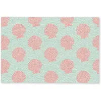 MuchoWow Deurmat 90x60 cm - Droogloopmat Schelpen - Patroon - Roze - Blauw - Zomer - Mat voor binnen - Schoonloopmat - Deurmatten met print - Inloopmat
