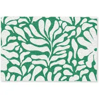 MuchoWow Deurmat 60x40 cm - Droogloopmat Bloemen patroon - Groen - Wit - Print - Mat voor binnen - Schoonloopmat - Deurmatten met print - Inloopmat