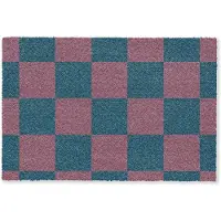 MuchoWow Deurmat 60x40 cm - Droogloopmat Schaakbord print - Blauw - Rood - Blokjes - Mat voor binnen - Schoonloopmat - Deurmatten met print - Inloopmat