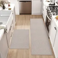 BOG 2 Stuks Keukenmat – Antislip Wasbare Keukentapijtenset – Lange Keukenvloermatten Voor Gang, Eetkamer En Entree – Beige – 43,5x75 Cm + 43,5x150 Cm