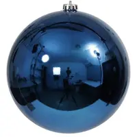 Othmar decorations Grote decoratie kerstbal - blauw - 18 cm - kunststof - glimmend - kerstversiering - onbreekbare kerstballen
