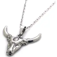 Yehwang ketting met stier zilver - necklace bull - collier - bedel - stainless steel - cadeau - dier - mama - dochter