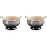 Le Creuset aardewerk set van 2 heritage soepkommen 11 cm / 0.6 liter Flint