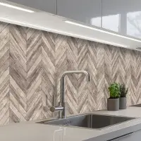KitchenYeah Keuken achterwand 500x80 cm - Spatscherm zelfklevend Plank - Patronen - Brocante - Muurbeschermer - Spatwand fornuis