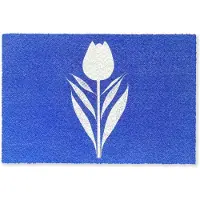 MuchoWow Deurmat 60x40 cm - Droogloopmat Tulp - Minimalistisch - Bladeren - Wit - Mat voor binnen - Schoonloopmat - Deurmatten met print - Inloopmat