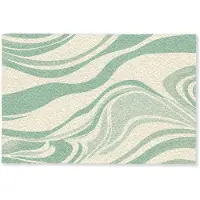 MuchoWow Deurmat 90x60 cm - Droogloopmat Organische lijnen - Mintgroen - Marmer - Mat voor binnen - Schoonloopmat - Deurmatten met print - Inloopmat