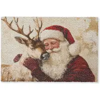 MuchoWow Deurmat 60x40 cm - Droogloopmat Kerstman - Rendier - Kerst - Christmas - Mat voor binnen - Schoonloopmat - Deurmatten met print - Inloopmat