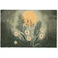 MuchoWow Deurmat 90x60 cm - Droogloopmat Bloemen - Bladeren - Zon - Groen - Mat voor binnen - Schoonloopmat - Deurmatten met print - Inloopmat