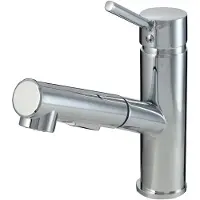 Kadax GOSPO Keukenkraan, eengreepsmengkraan in drie kleurversies, uittrekbare wastafelarmatuur van messing, kraan voor keuken of badkamer, mengkraan (chroom)