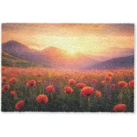 MuchoWow Deurmat 60x40 cm - Droogloopmat Landschap - Zonsondergang - Bloemenveld - Mat voor binnen - Schoonloopmat - Deurmatten met print - Inloopmat