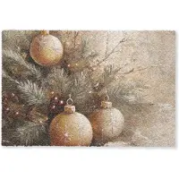 MuchoWow Deurmat 60x40 cm - Droogloopmat Kerst - Kerstballen - Beige - Goud - Mat voor binnen - Schoonloopmat - Deurmatten met print - Inloopmat