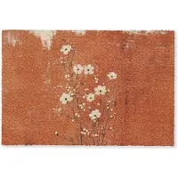 MuchoWow Deurmat 60x40 cm - Droogloopmat Bloemen - Wit - Subtiel - Roestkleur - Mat voor binnen - Schoonloopmat - Deurmatten met print - Inloopmat