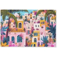 MuchoWow Deurmat 60x40 cm - Droogloopmat Kleurrijk - Roze - Oranje - Geel - Bloemen - Mat voor binnen - Schoonloopmat - Deurmatten met print - Inloopmat