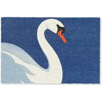 MuchoWow Deurmat 60x40 cm - Droogloopmat Zwaan - Wit - Snavel - Illustratie - Mat voor binnen - Schoonloopmat - Deurmatten met print - Inloopmat