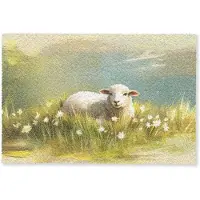 MuchoWow Deurmat 90x60 cm - Droogloopmat Schaap - Weide - Groen - Mat voor binnen - Schoonloopmat - Deurmatten met print - Inloopmat