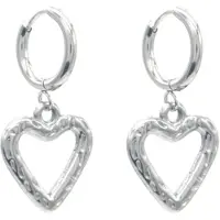 Yehwang luxe oorbellen met hartje - zilver - rvs - stainless steel - mooie details - waterproof - earrings - cadeau - moeder - dochter