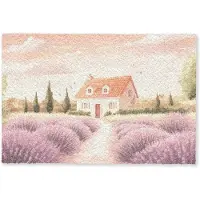 MuchoWow Deurmat 90x60 cm - Droogloopmat Lavendelveld - Huis - Paars - Mat voor binnen - Schoonloopmat - Deurmatten met print - Inloopmat