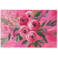 MuchoWow Deurmat 90x60 cm - Droogloopmat Bloemen - Verf - Roze - Mat voor binnen - Schoonloopmat - Deurmatten met print - Inloopmat