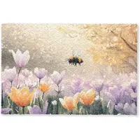 MuchoWow Deurmat 90x60 cm - Droogloopmat Viooltjes - bij - Zonlicht - Mat voor binnen - Schoonloopmat - Deurmatten met print - Inloopmat