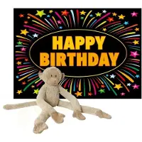 Happy horse knuffel aap - 85 cm - met een verjaardag wenskaart - happy birthday - versturen