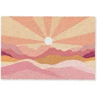 MuchoWow Deurmat 60x40 cm - Droogloopmat Bergen - Abstract - Zonnestralen - Roze - Mat voor binnen - Schoonloopmat - Deurmatten met print - Inloopmat
